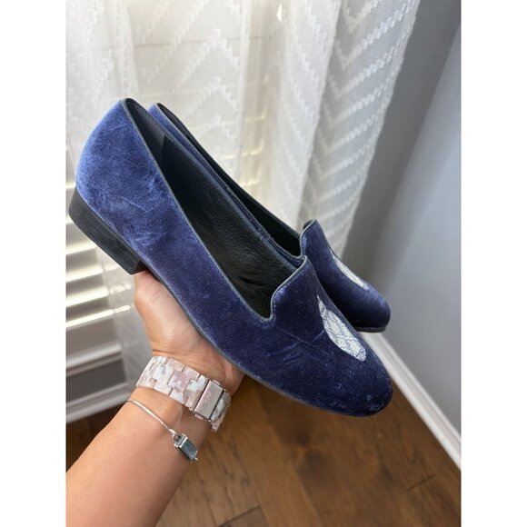 Jack Rogers Blue Pottery Suede Chinoissoire Loafers Women's Sizes US8 - Picture 2 of 7